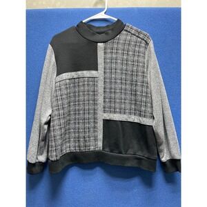 Alfred Dunner Black‎ Gray Sweater Petite Large Long Sleeve